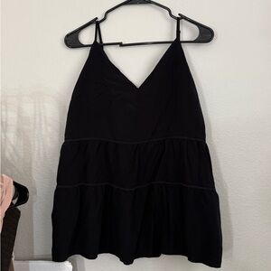 Black old navy pleated spaghetti tank blouse